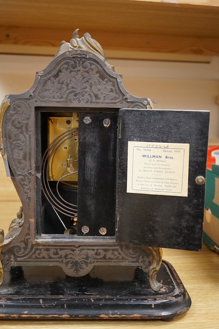 A mid 19th century Louis XV style boulle clock, the dial inscribed Grohé, 37cm high